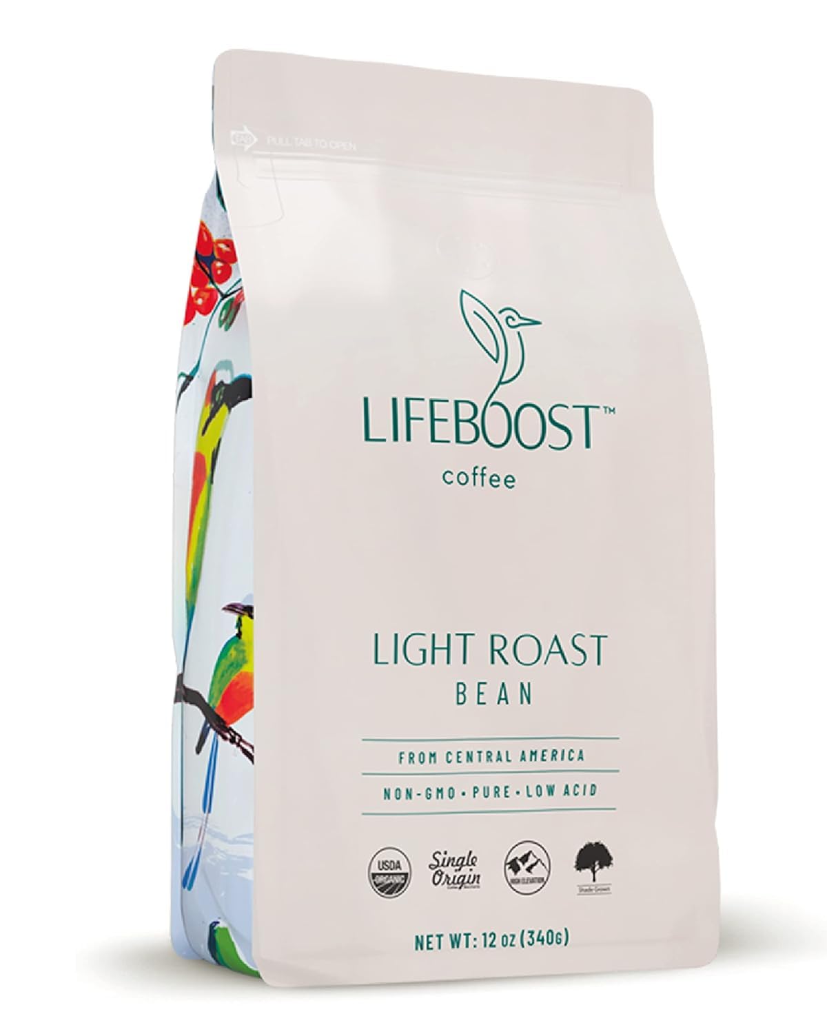 Lifeboost front packaging 12oz showing organic label and freshness benefit