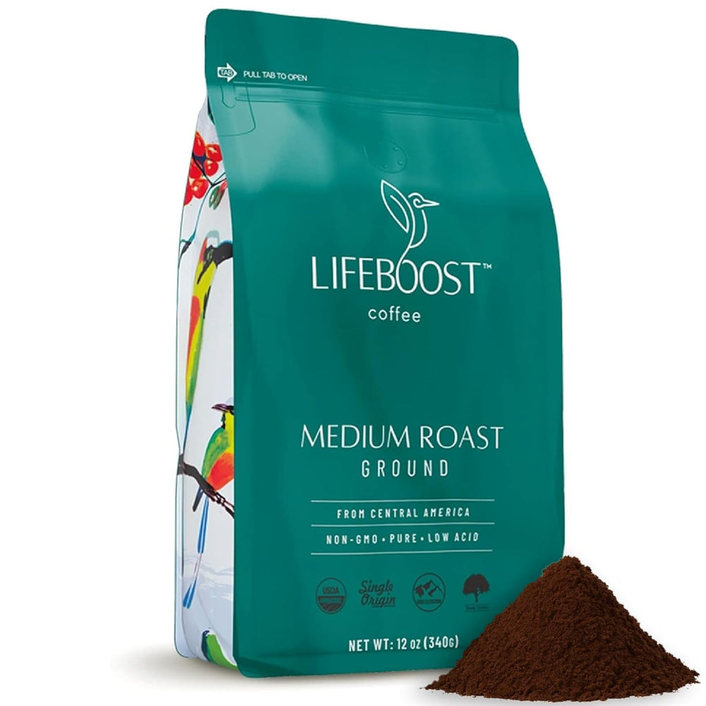 lifeboost front packaging showing 12oz bag and organic badge for confident choice
