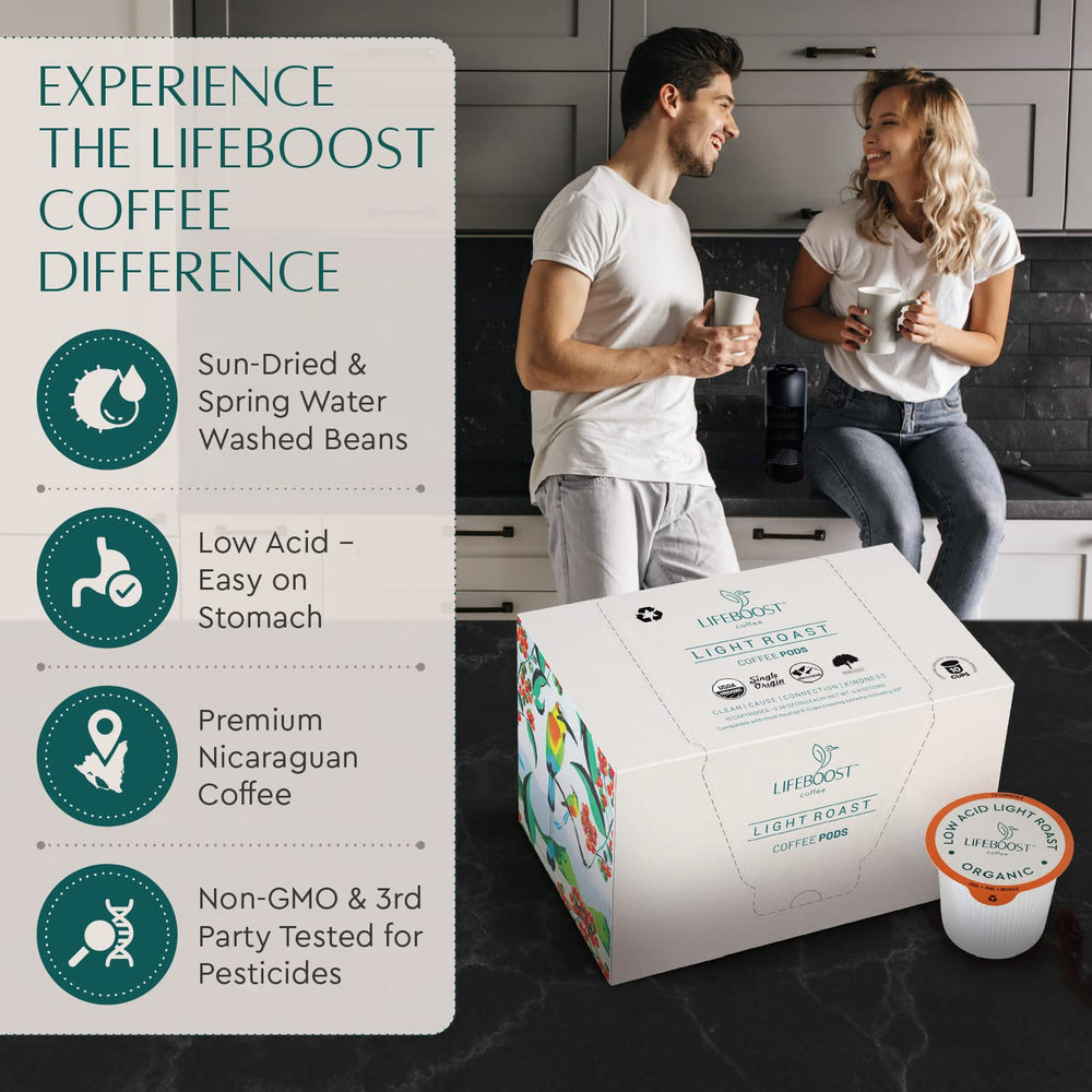 LIFEBOOST close-up of individual K-Cup pod highlighting precise portioning benefit