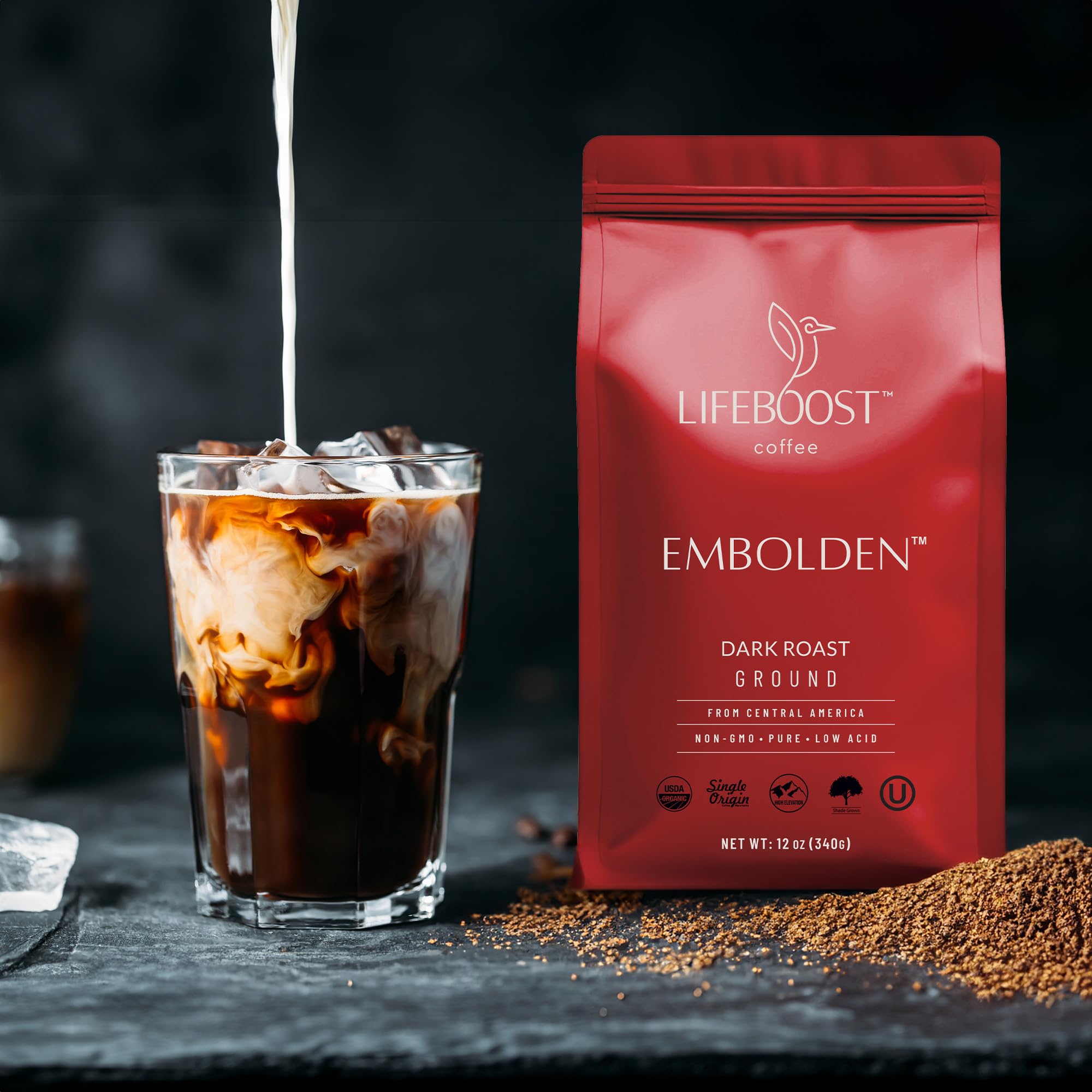 LIFEBOOST coffee brewing in pour-over cone for clean, low-acid cup experience