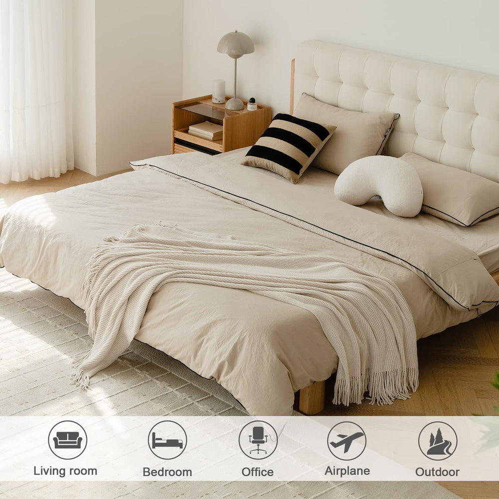 lifein folded throw at foot of bed showing decorative layering benefit