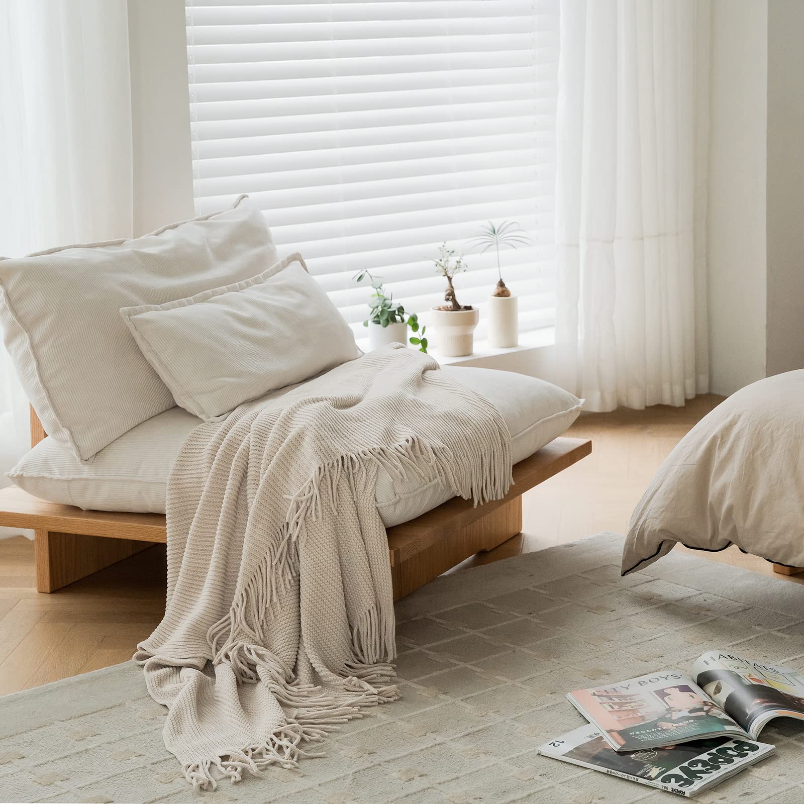 lifein fringe detail on blanket edge emphasizing rustic boho accent