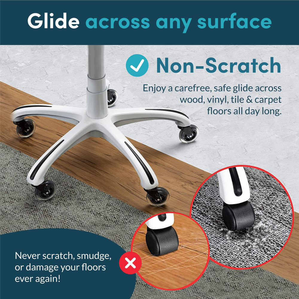 Lifelong close-up of polyurethane tread highlighting floor-safe protection and smooth glide