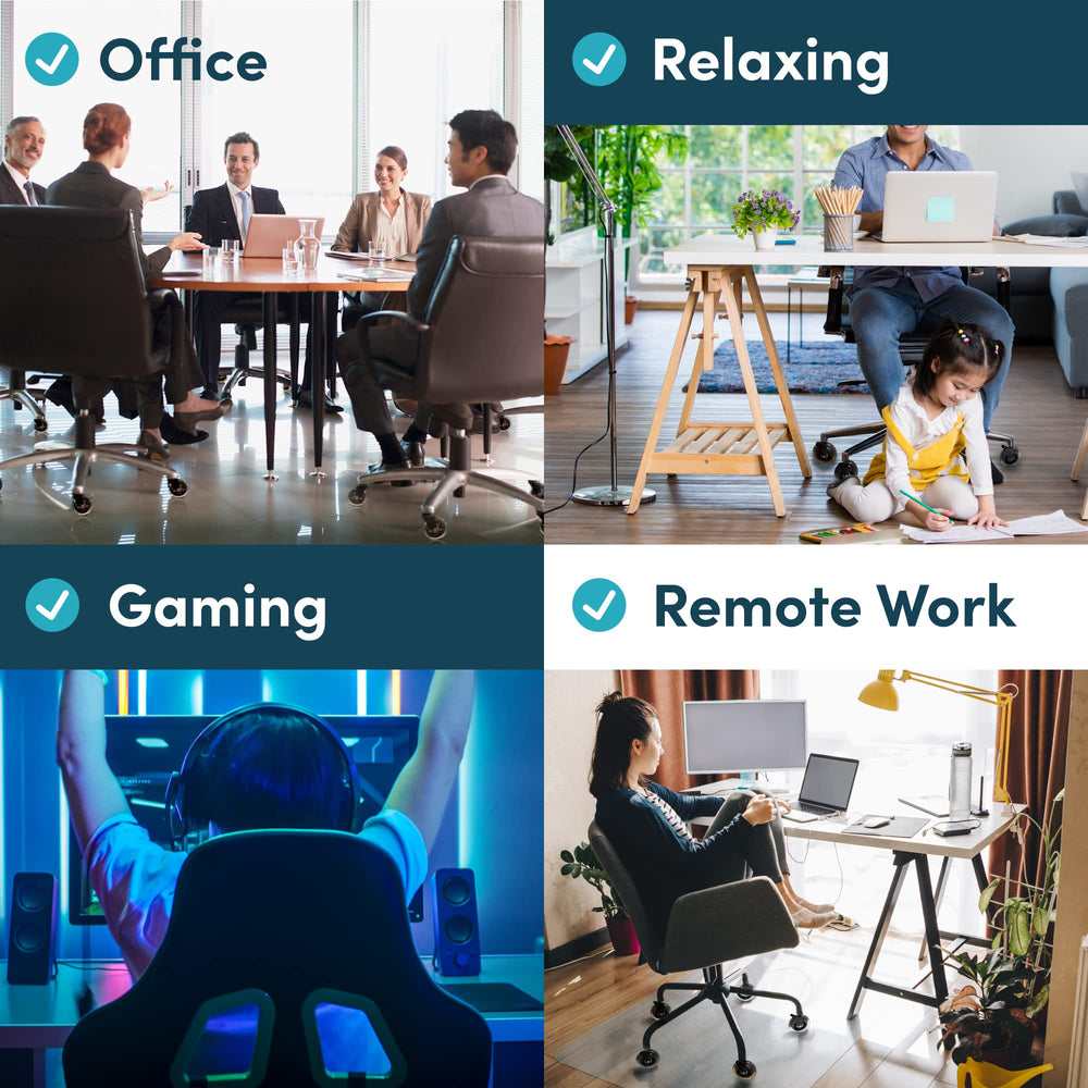 Lifelong casters on chair in home office scene emphasizing floor protection and quiet work