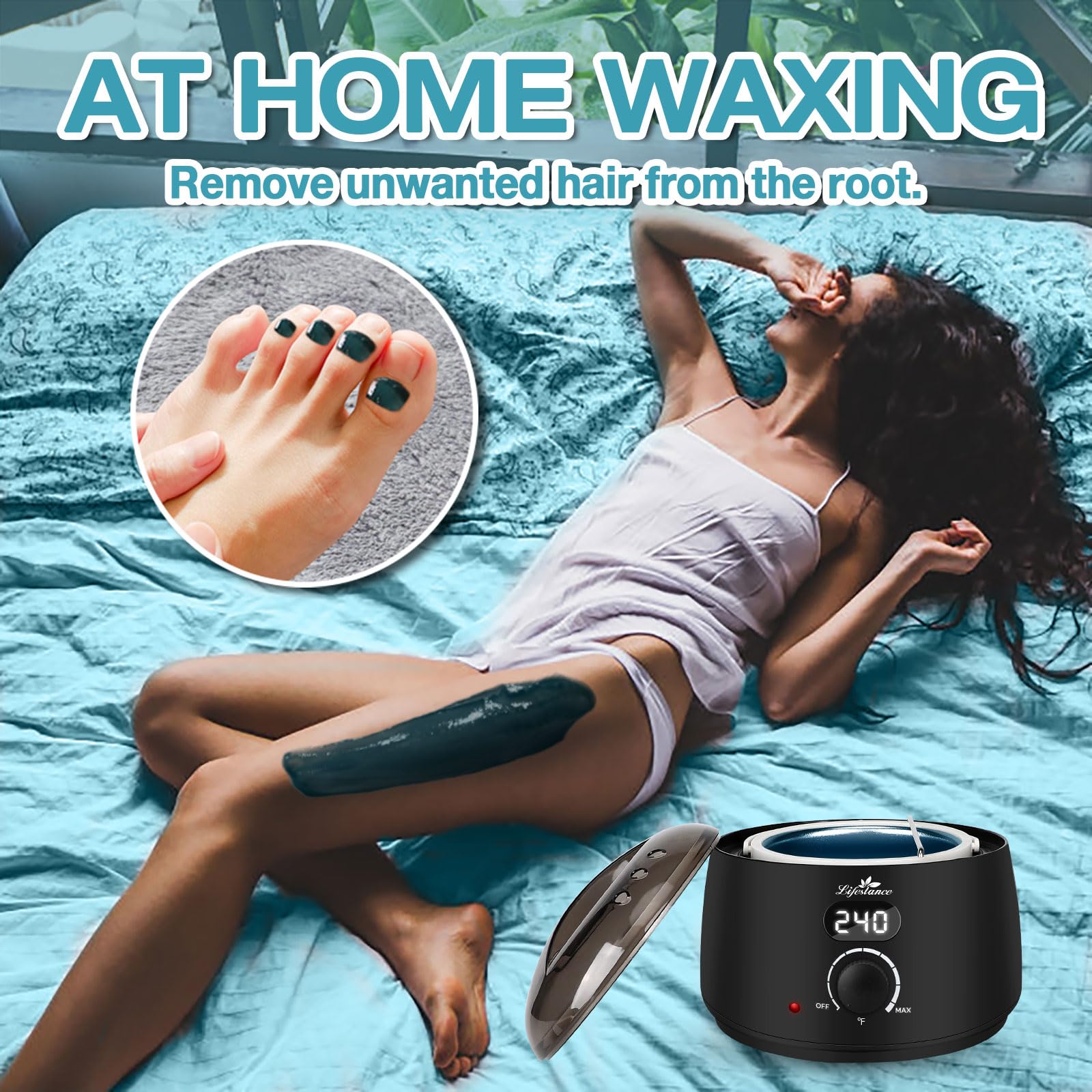 Lifestance waxing application demonstration on arm for comfortable home use