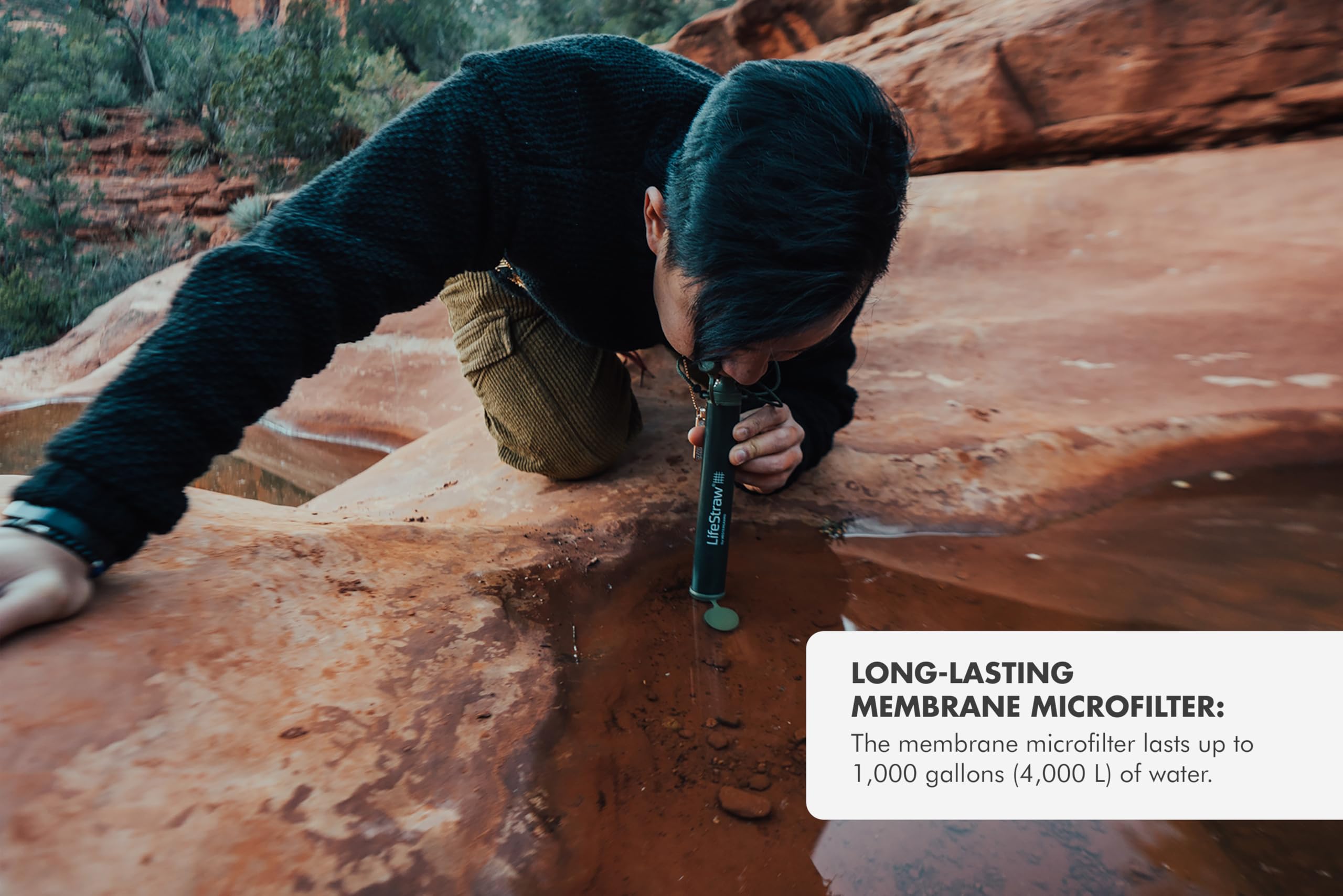 Comparison of cloudy water and LifeStraw-filtered water showing clarity benefit