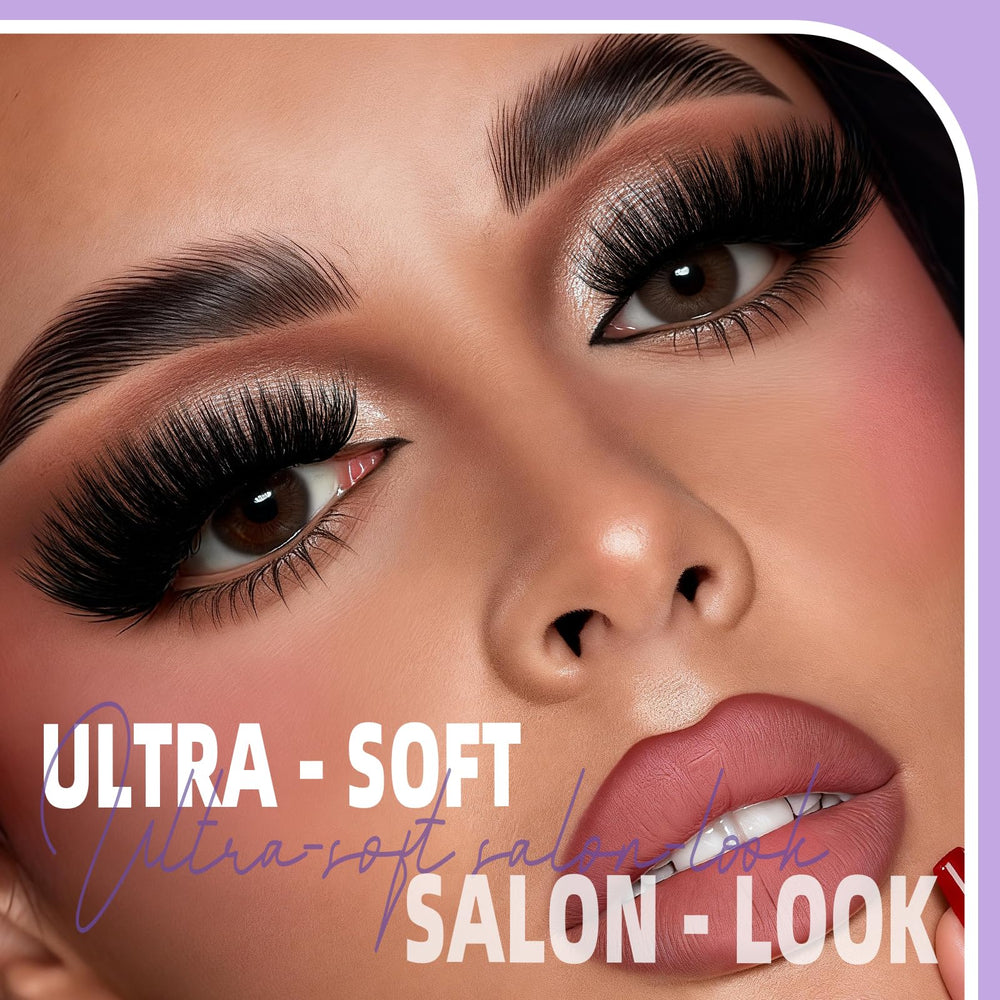 B&Q lifestyle shot of woman wearing lashes showing lifted-eye benefit