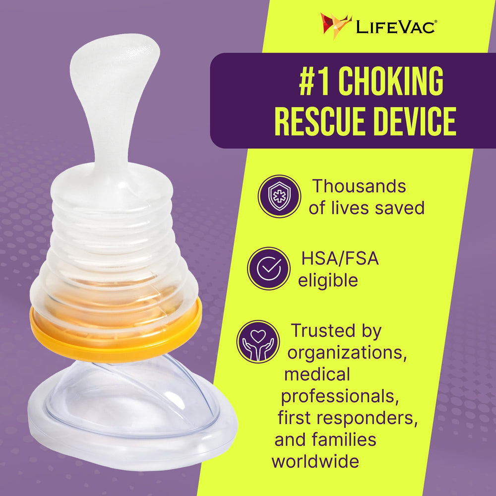 LifeVac pediatric mask attachment displayed, offering child-appropriate fit
