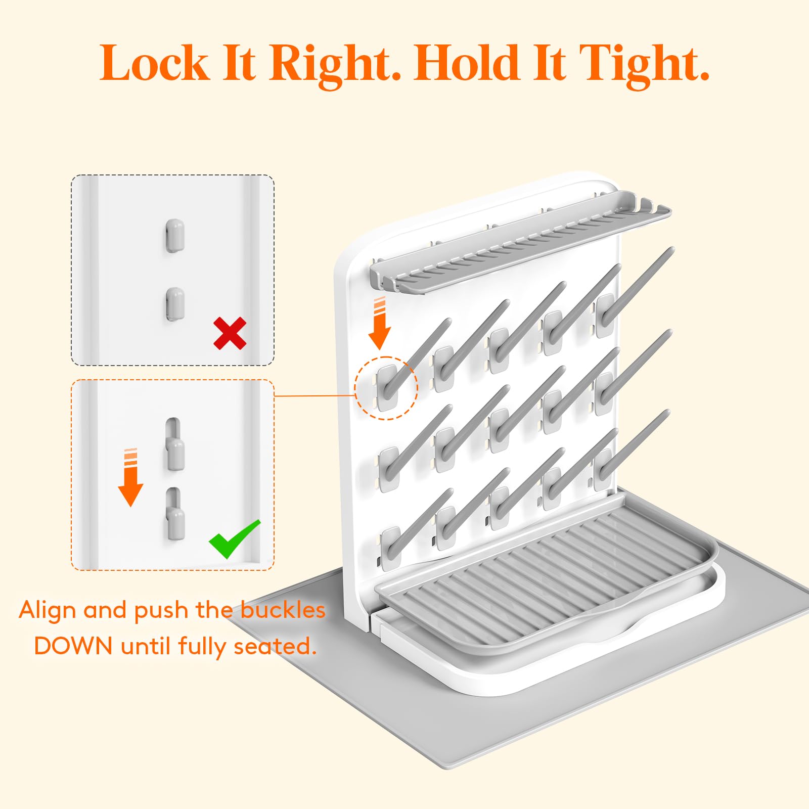 Lifewit angled pegs holding varied bottles to speed drying and save countertop space