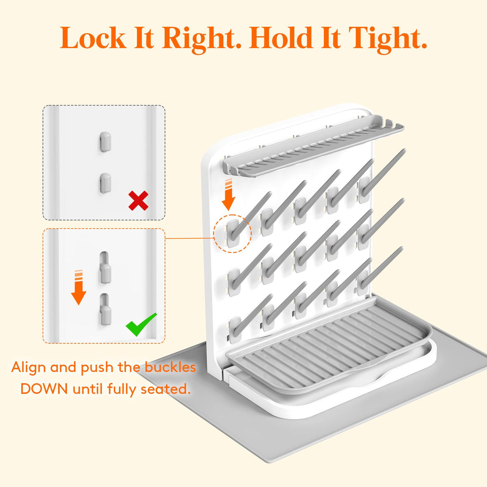 Lifewit angled pegs holding varied bottles to speed drying and save countertop space