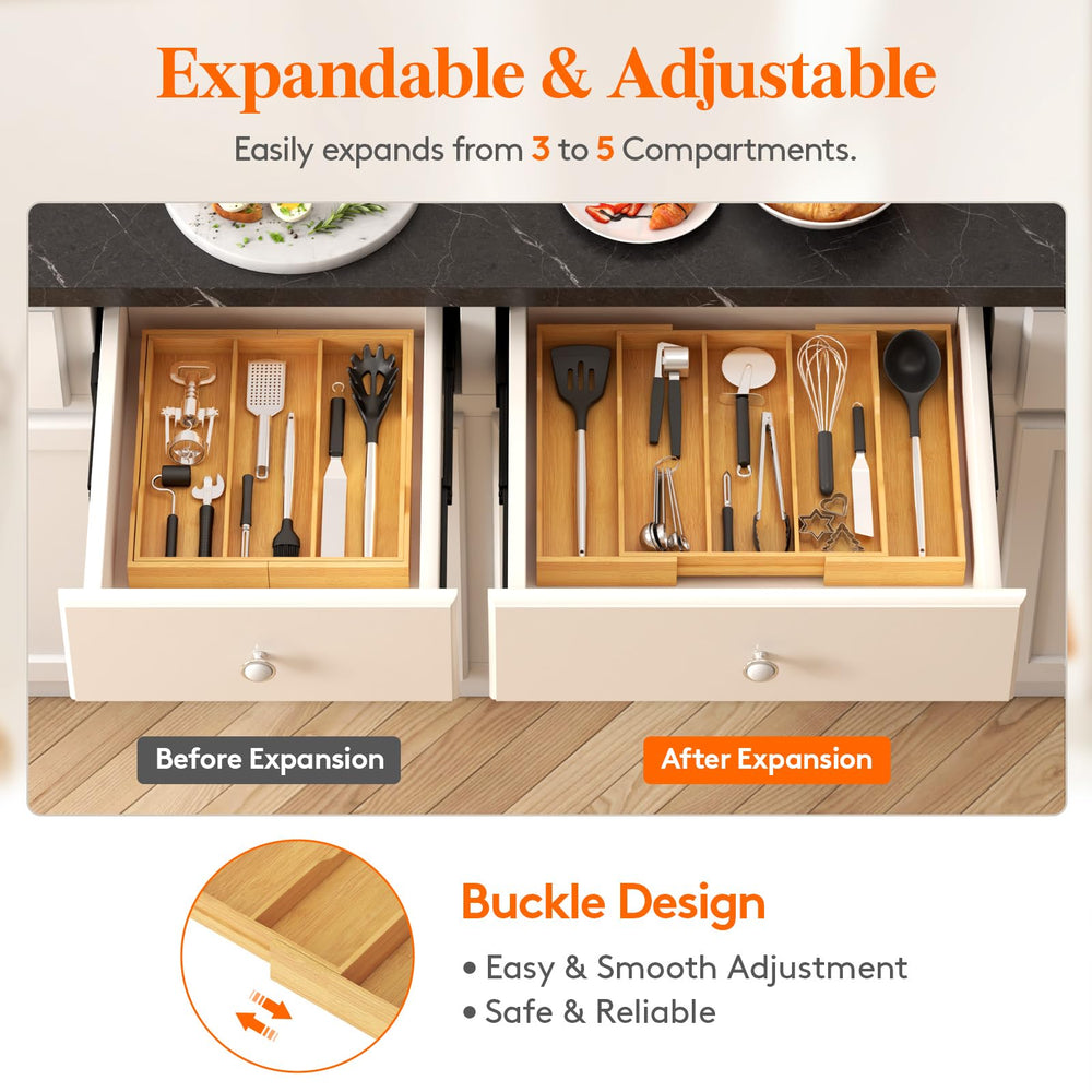Lifewit bamboo used in office drawer showing versatile storage for supplies