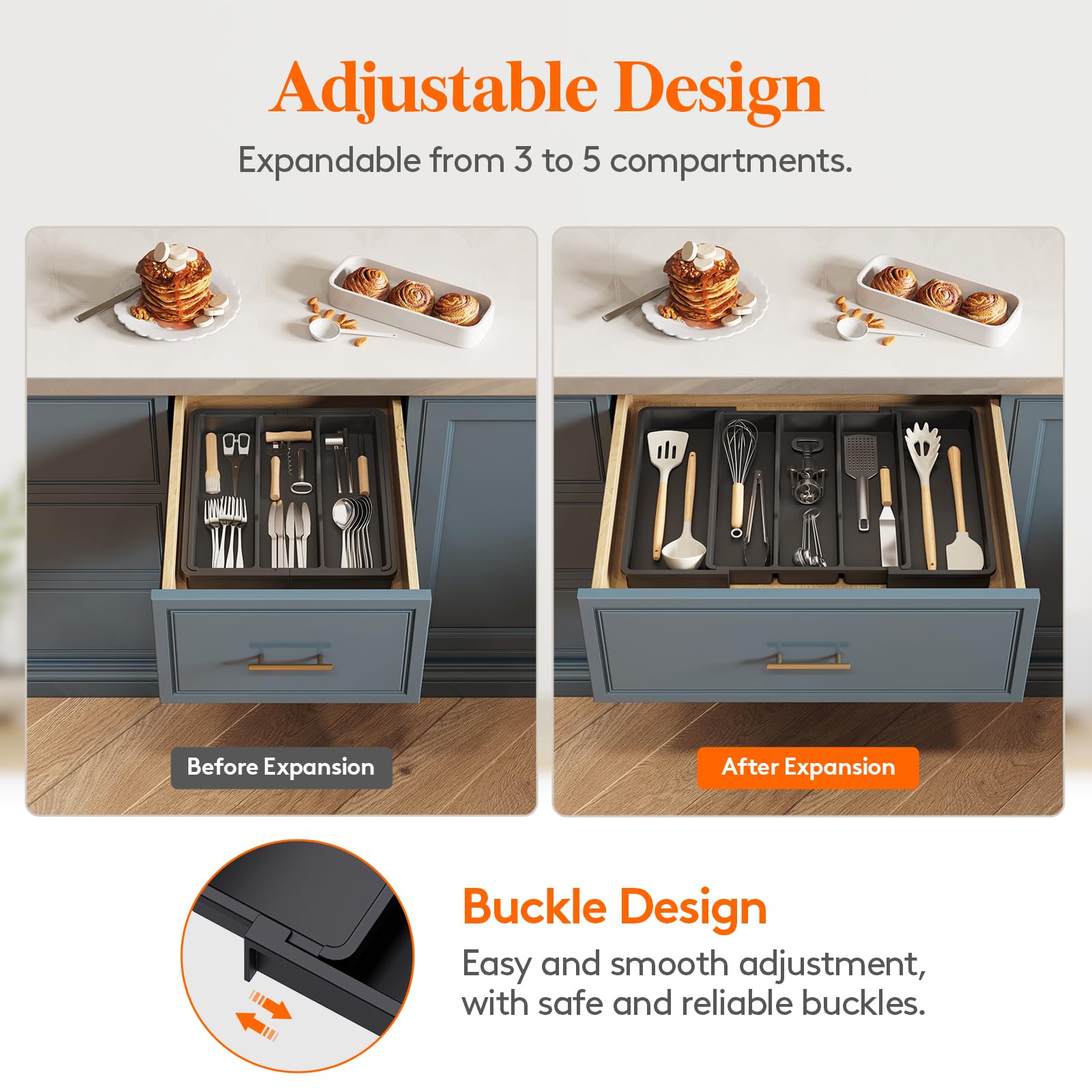 Lifewit solid bottom detail preventing utensils slipping underneath