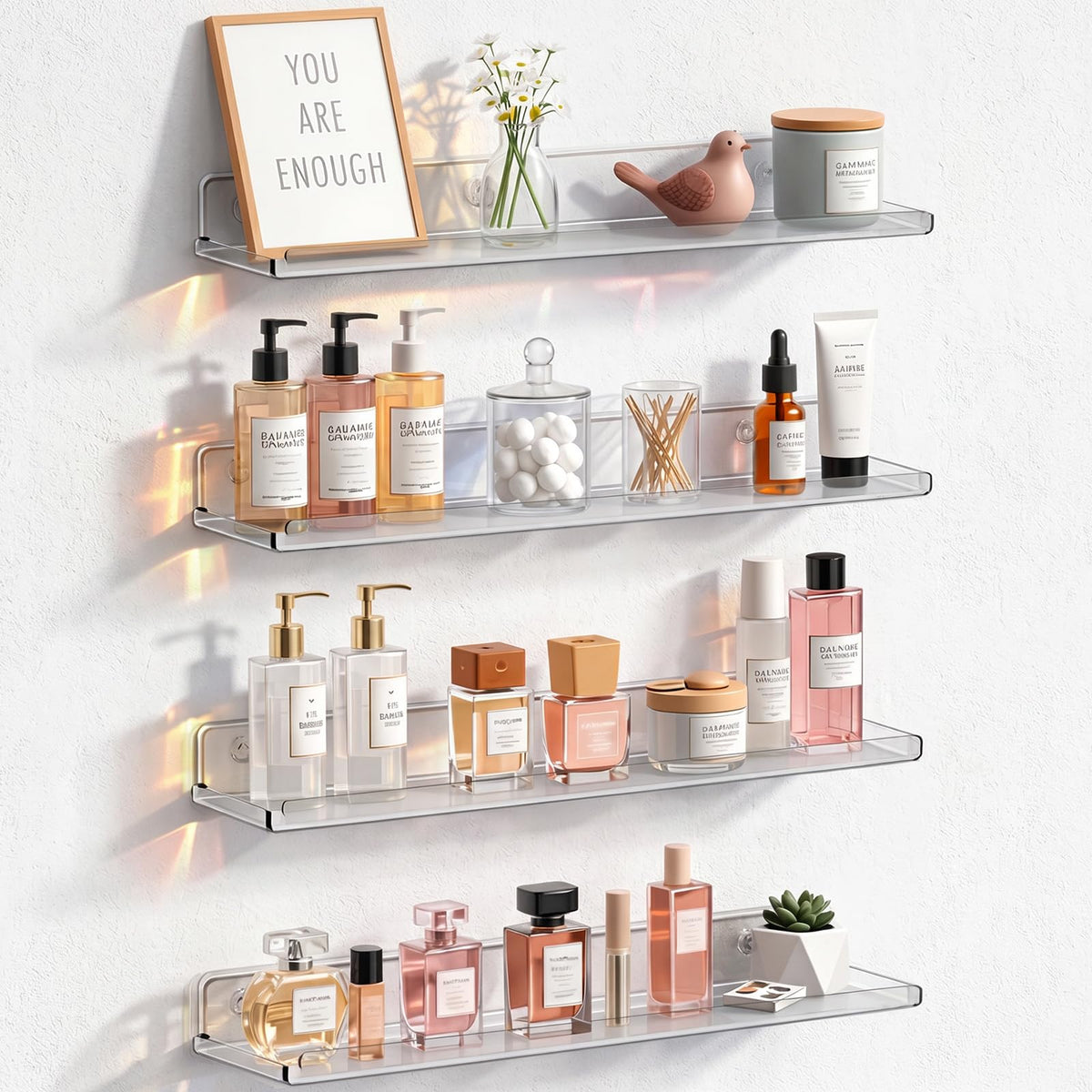 Lifewit front view clear acrylic shelf showing modern display benefit