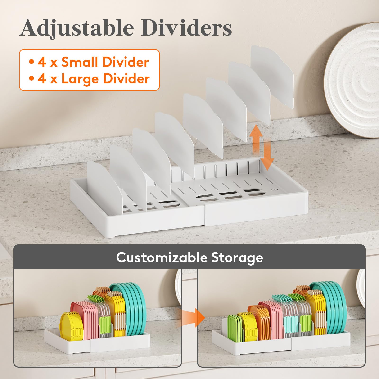 Lifewit close-up of removable dividers for customizable compartments