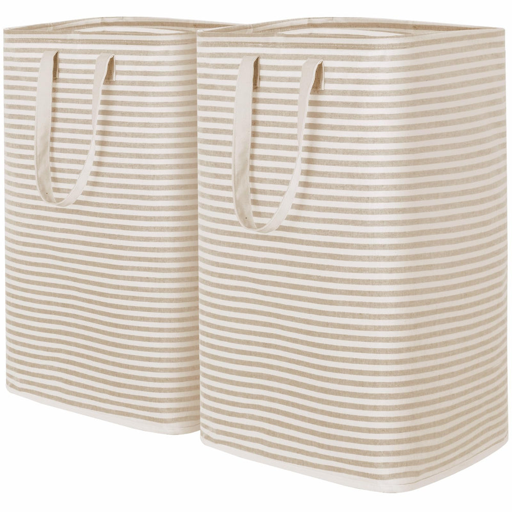 Lifewit front view of two beige baskets showing upright stability and capacity