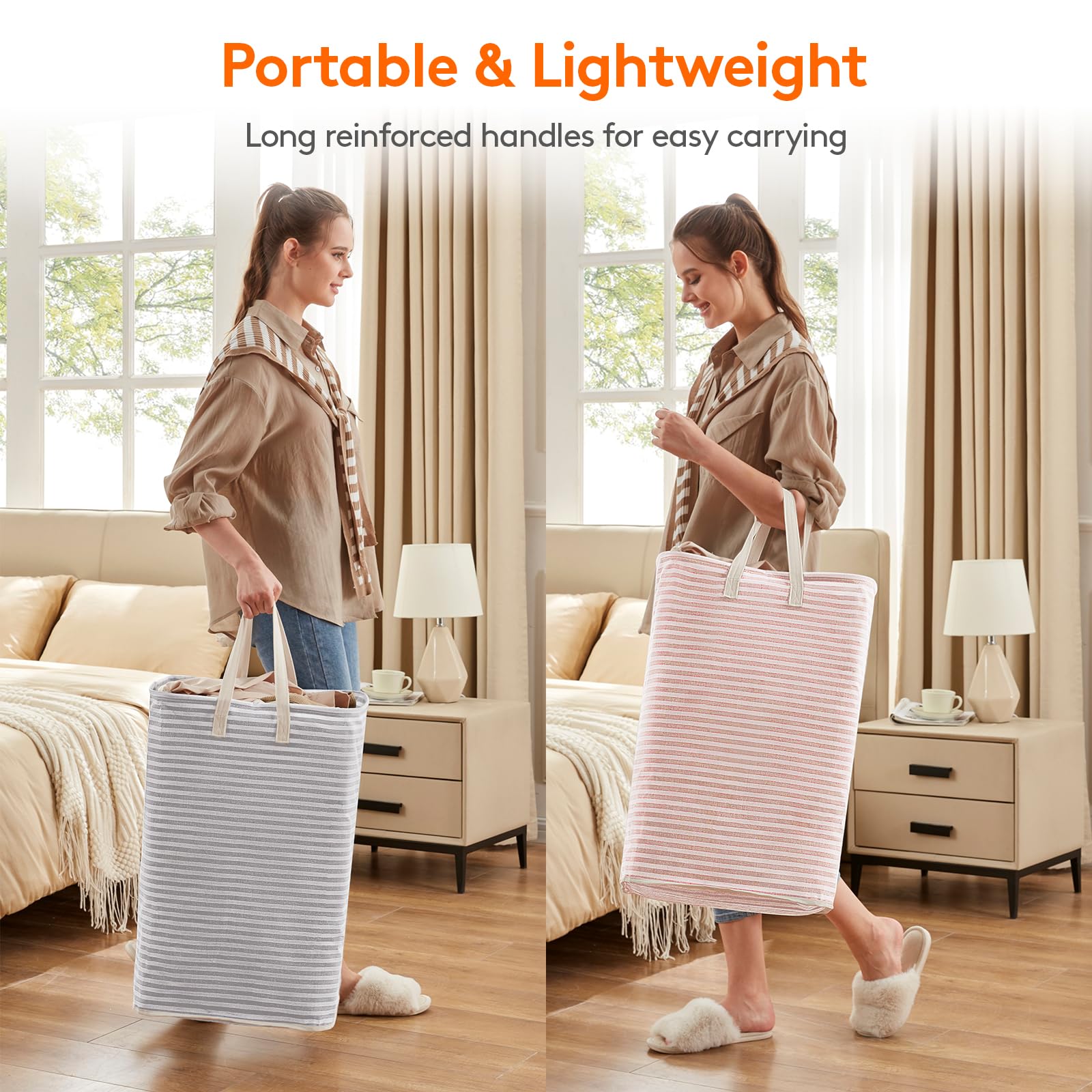 Lifewit collapsed flat hamper folded compactly for space-saving storage
