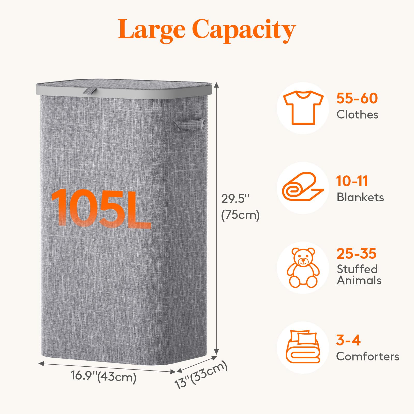 Lifewit removable inner bag pulled out for simple laundry transport