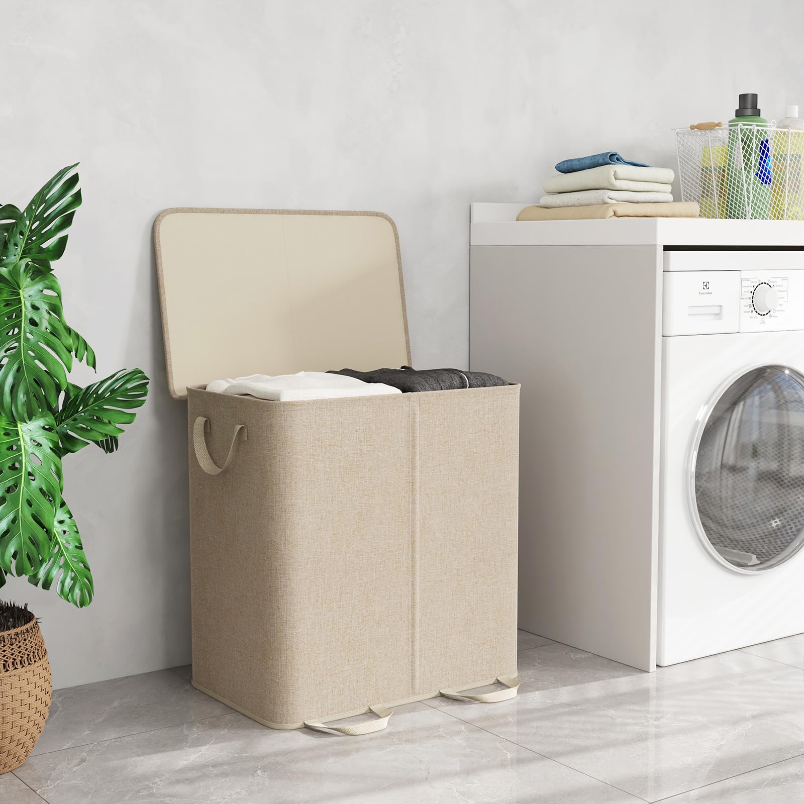Lifewit laundry hamper placed in bedroom lifestyle scene to keep room organized and clutter-free