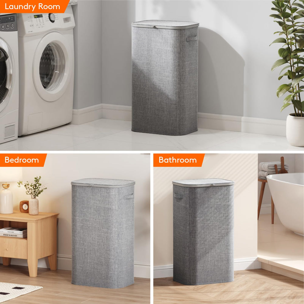 Lifewit laundry basket placed in bathroom showcasing tidy concealed storage