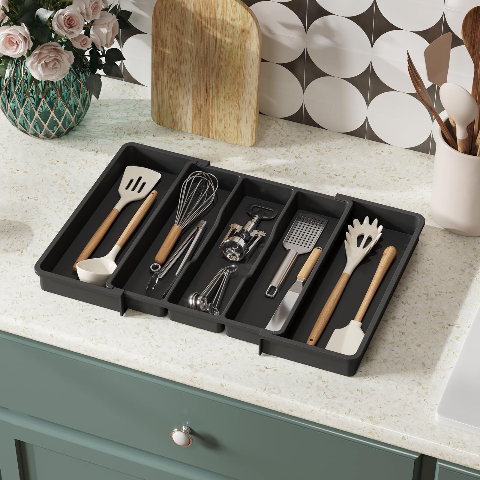 Lifewit in a kitchen drawer conveying a clutter-free lifestyle benefit