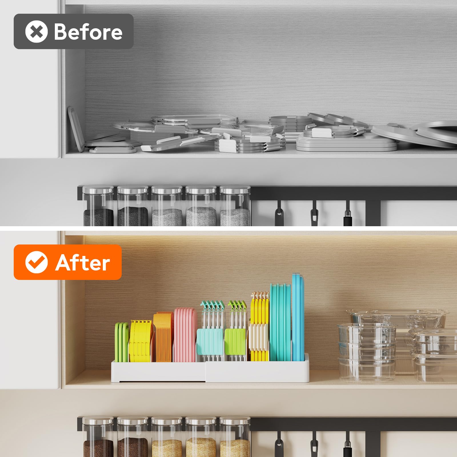 Lifewit on kitchen shelf illustrating organized lifestyle benefit