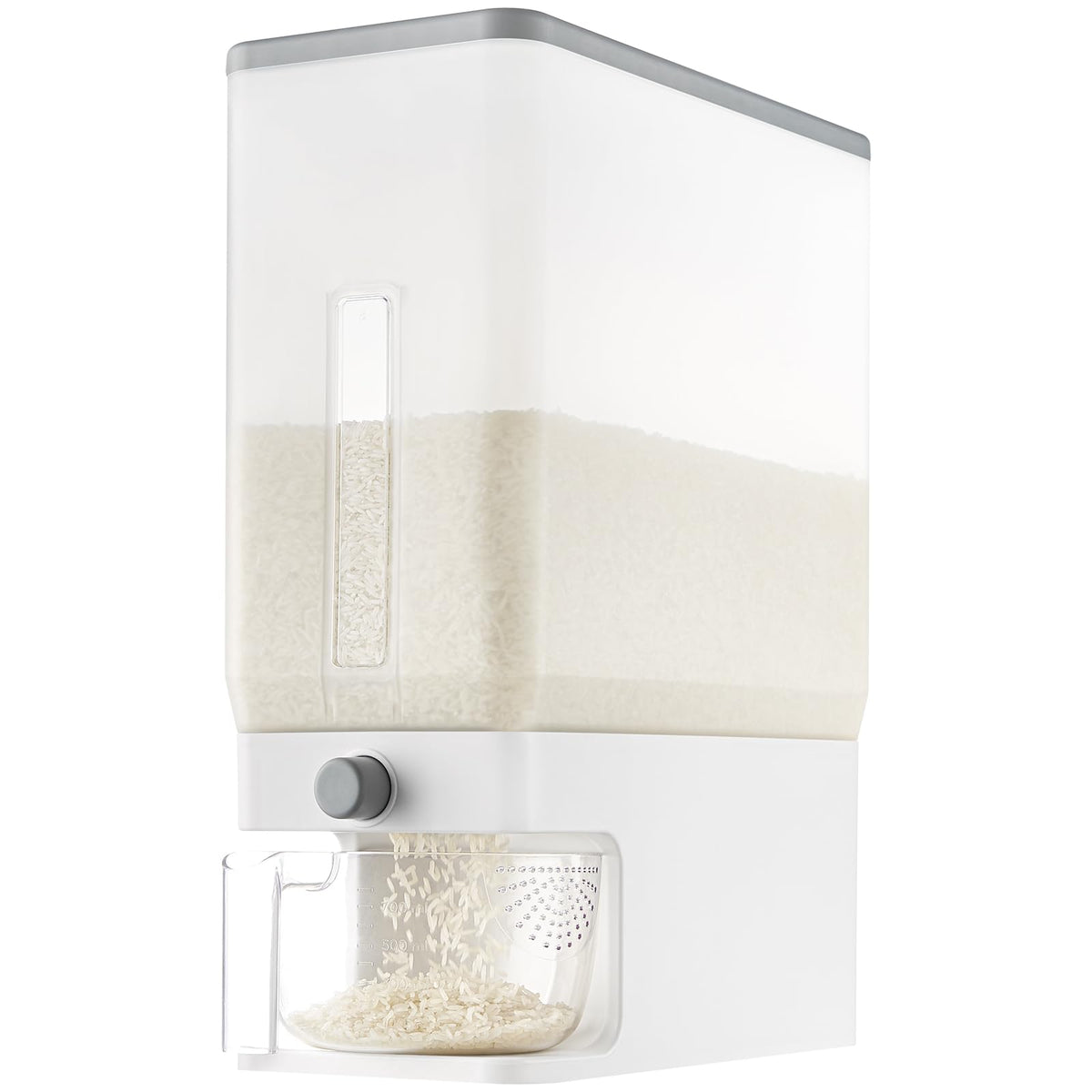 Lifewit rice container front view showing slim vertical storage and tidy design