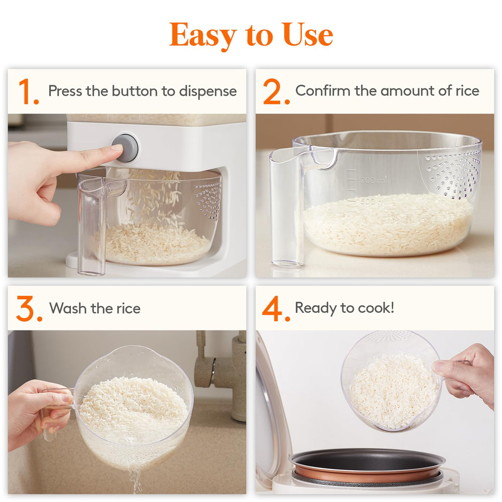 Lifewit measuring cup used to rinse rice saving time and avoiding extra strainers