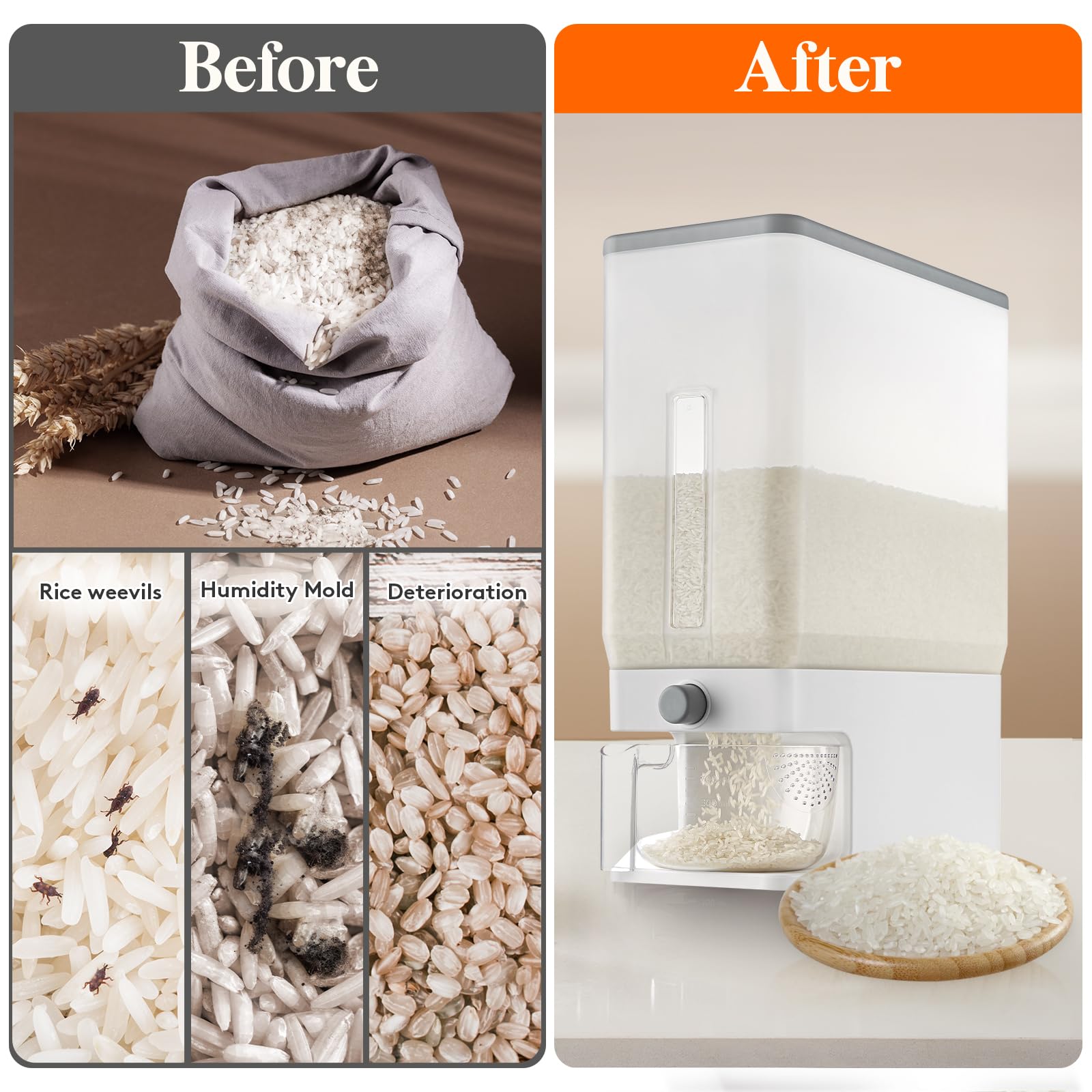 Lifewit silicone seal detail preventing moisture and keeping grains fresher