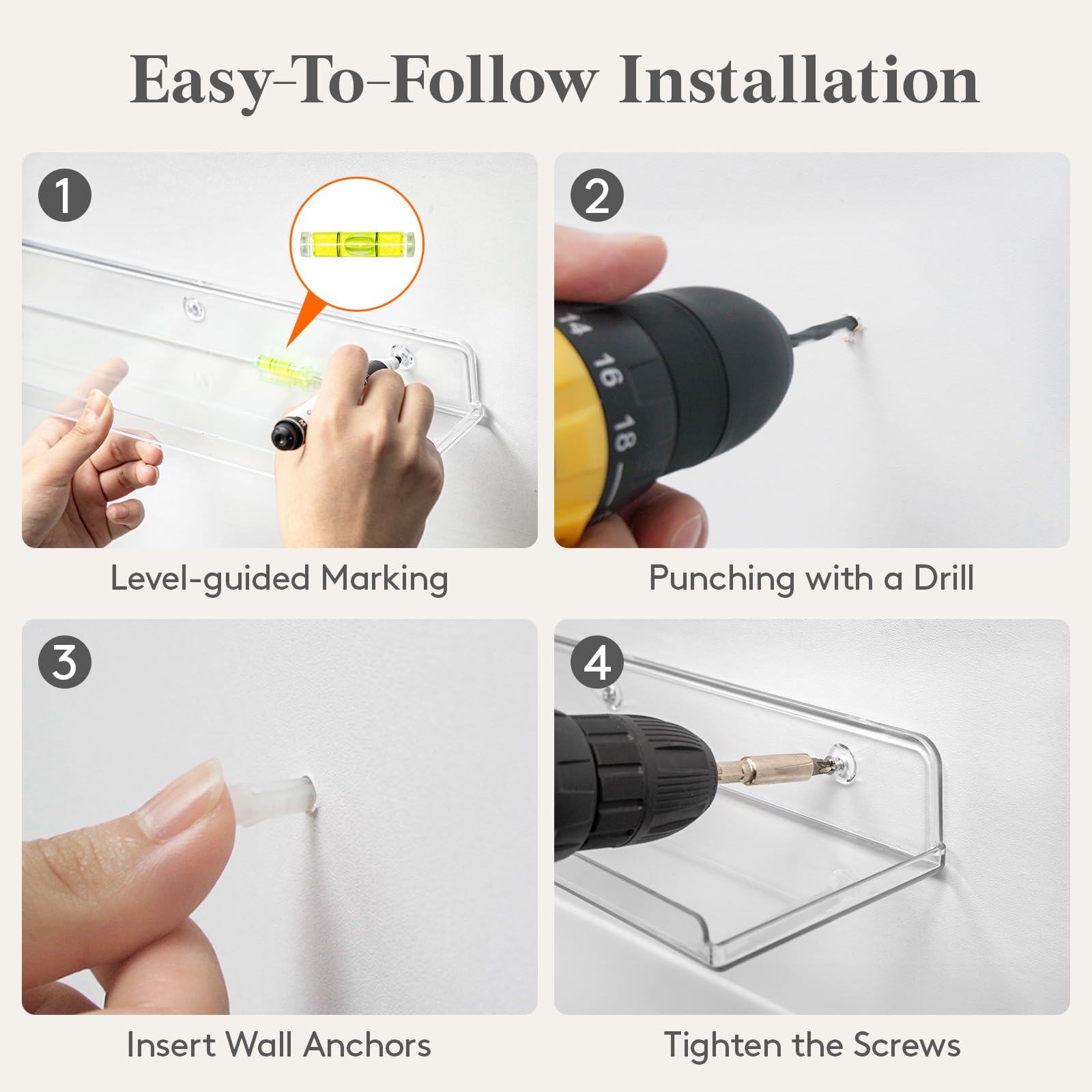 Lifewit bubble level used during installation for accurate alignment