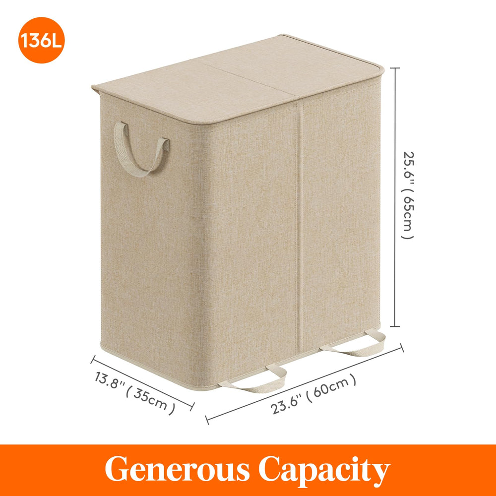 Lifewit hamper next to dresser showing scale and tall narrow footprint saves floor space