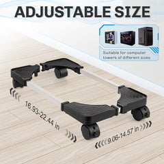 Liitrton adjustable width and length extended to fit a large tower, demonstrating compatibility benefits
