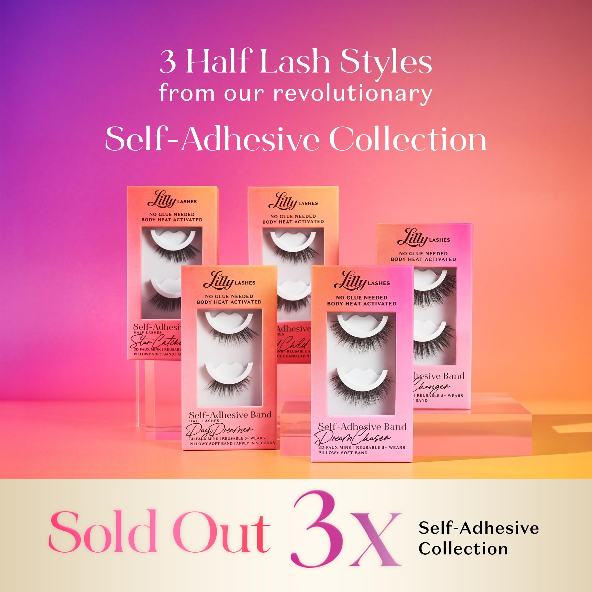 Lilly Lashes DayDreamer being pressed to eyelid demonstrating easy adhesion