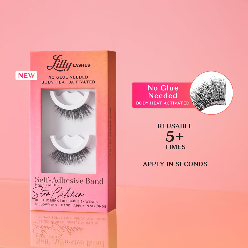 Lilly Lashes DayDreamer half lash applied on eye showing natural lift