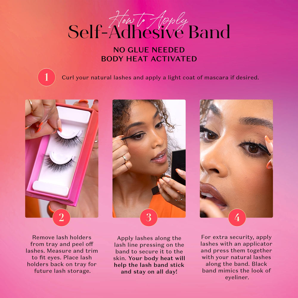 Lilly Lashes GoGetter being held for quick, glue-free application