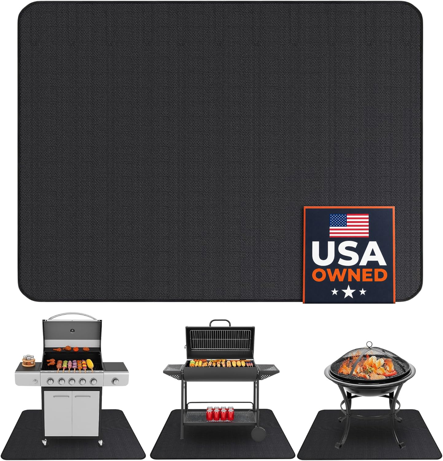 Linda's Essentials front view of under grill mat showing full coverage and protection