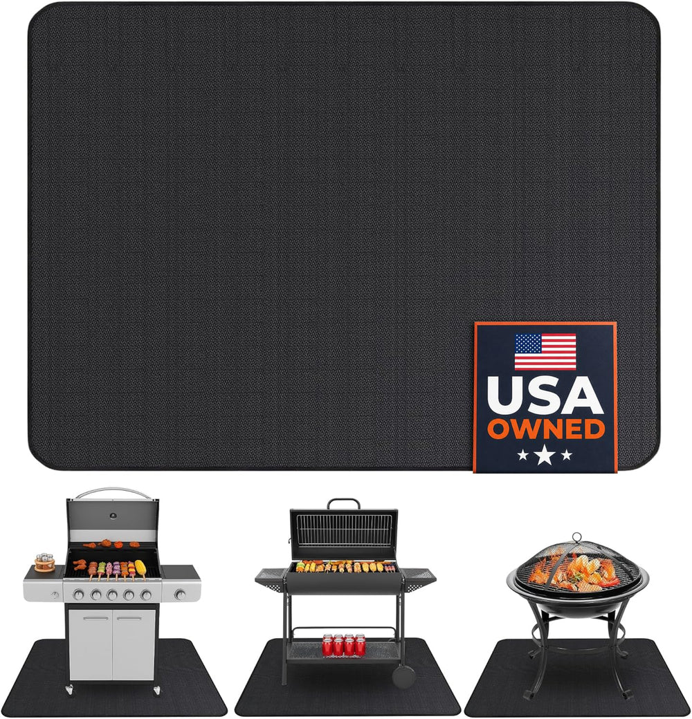 Linda's Essentials front view of under grill mat showing full coverage and protection