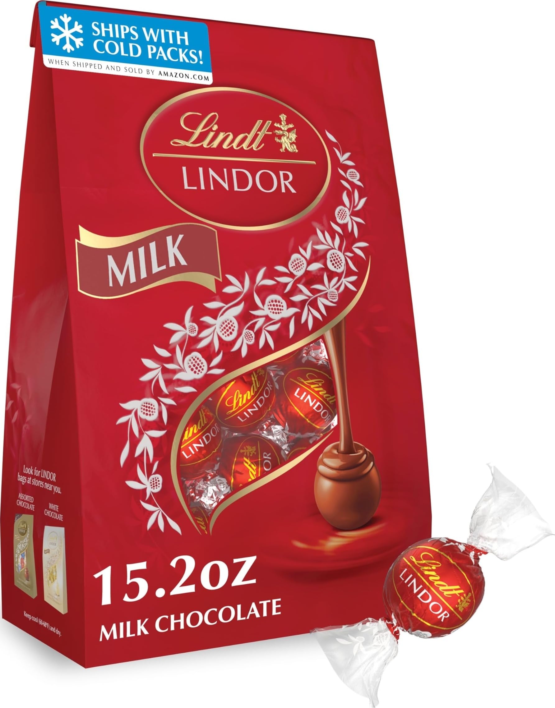 Lindt bag front showing product branding and shareable size benefit
