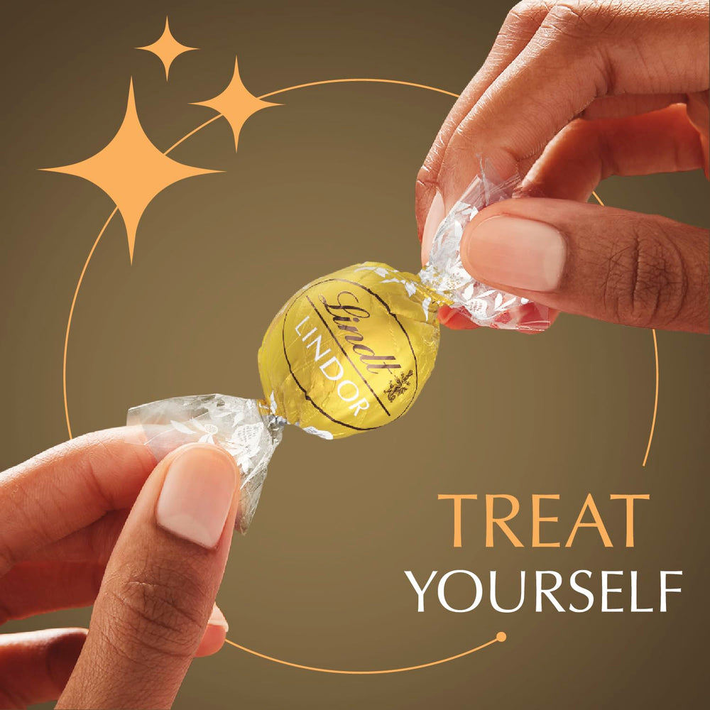 Lindt LINDOR bag label close-up showing ingredients and kosher mark clarity