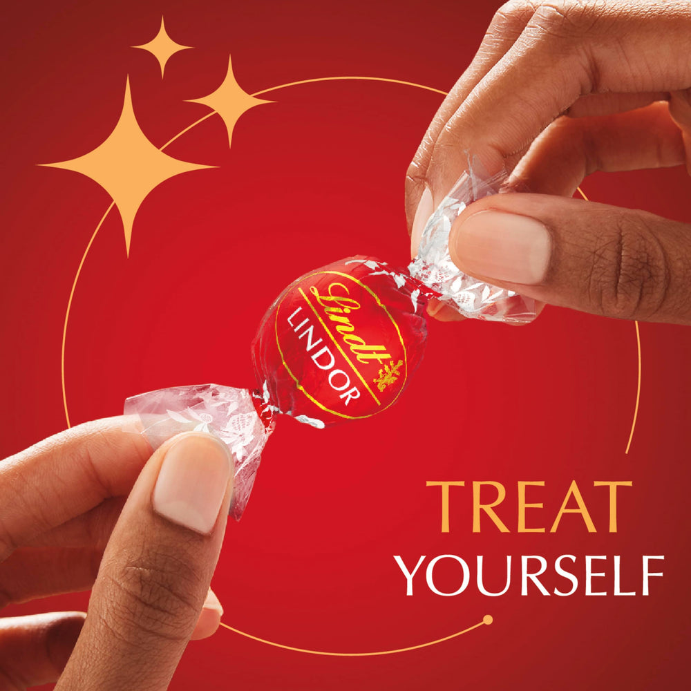Individual Lindor wrapper detail demonstrating freshness and portability