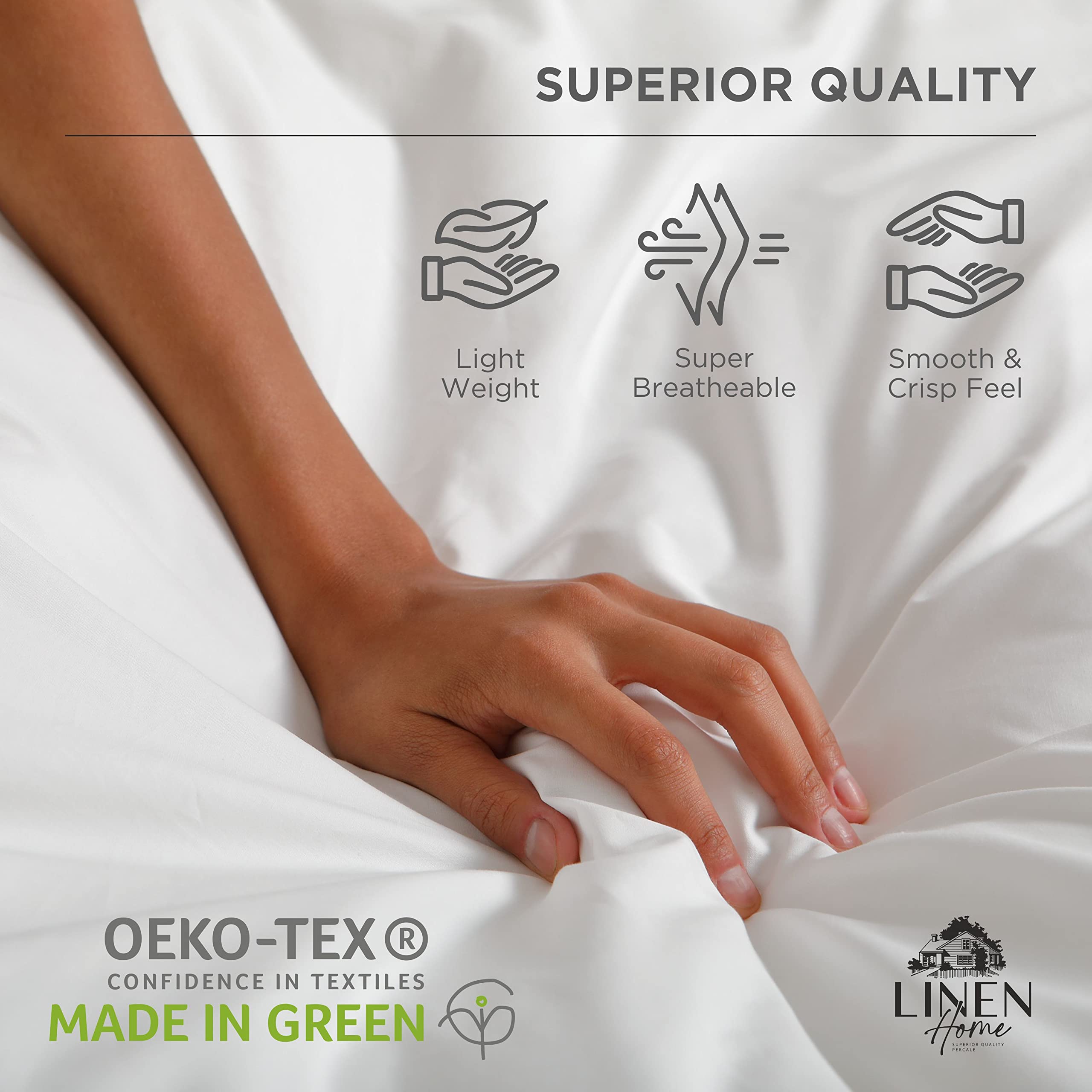 Linen Home fabric drape showing light texture and soft yet crisp hand