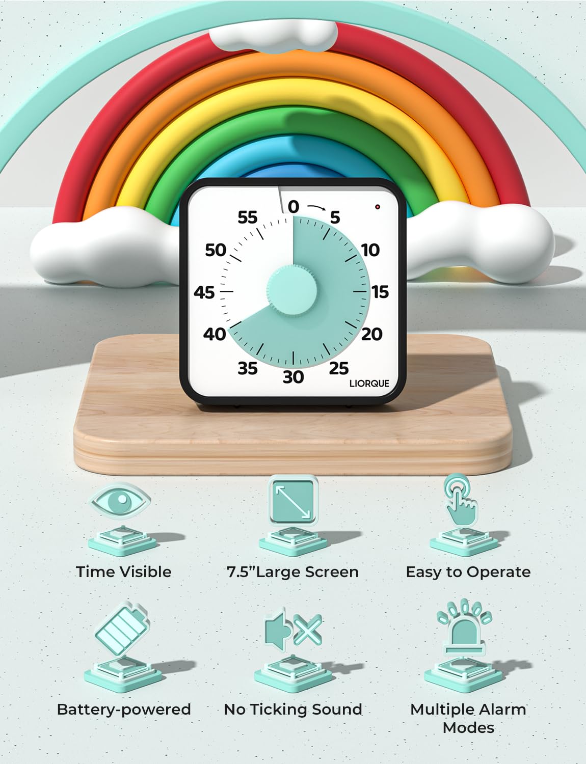 LIORQUE magnetic back attached to a magnetic board for hands-free classroom placement