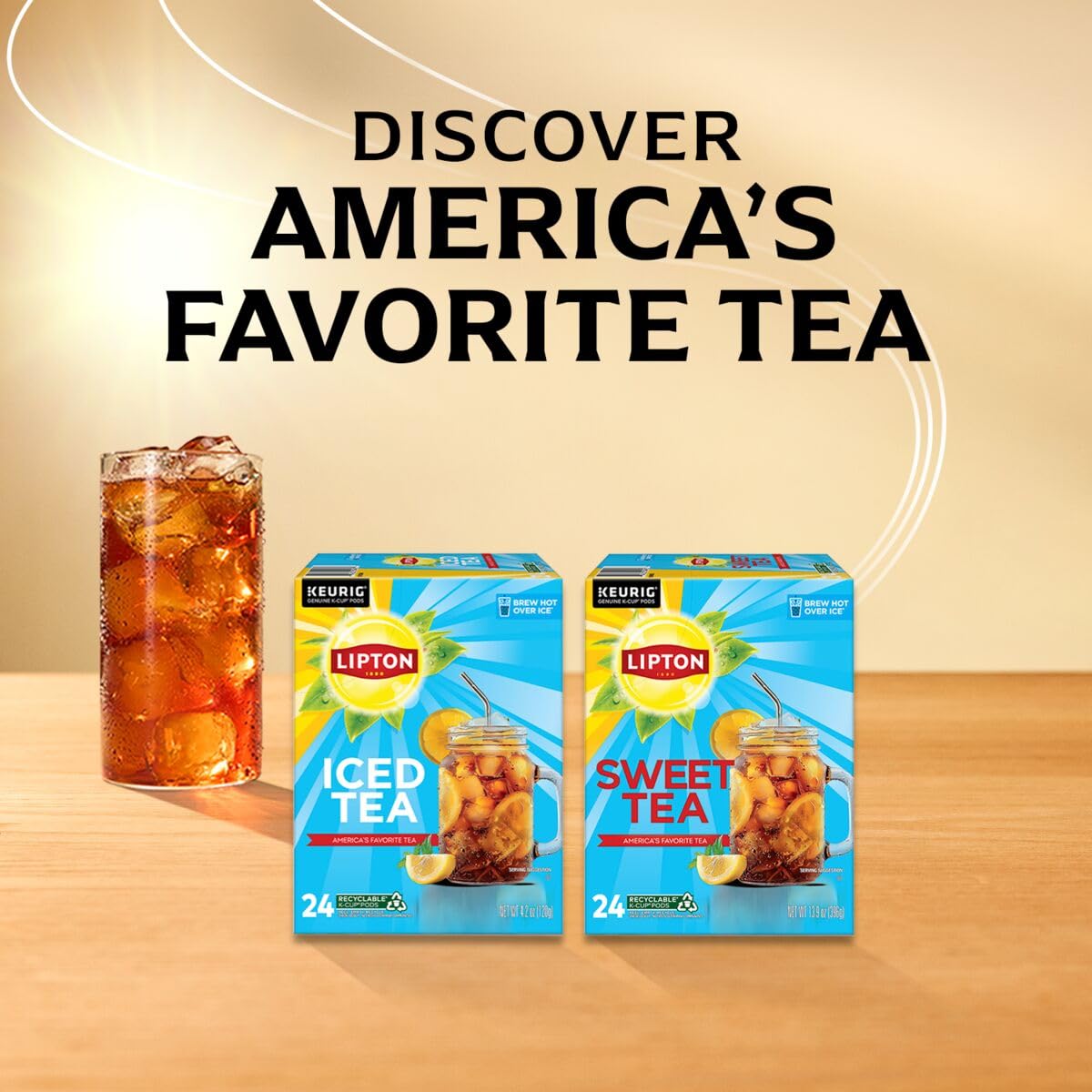 Hot Lipton brew pouring over ice for quick chilled iced tea