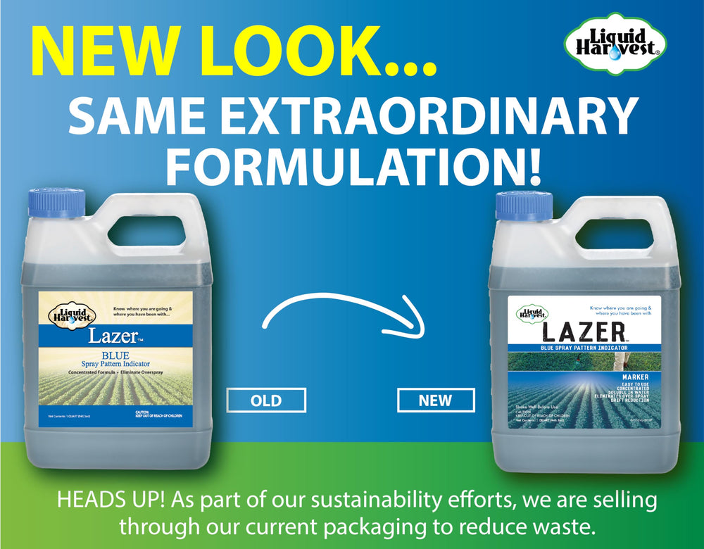 Liquid Harvest Lazer Blue bottle with usage directions and storage benefit