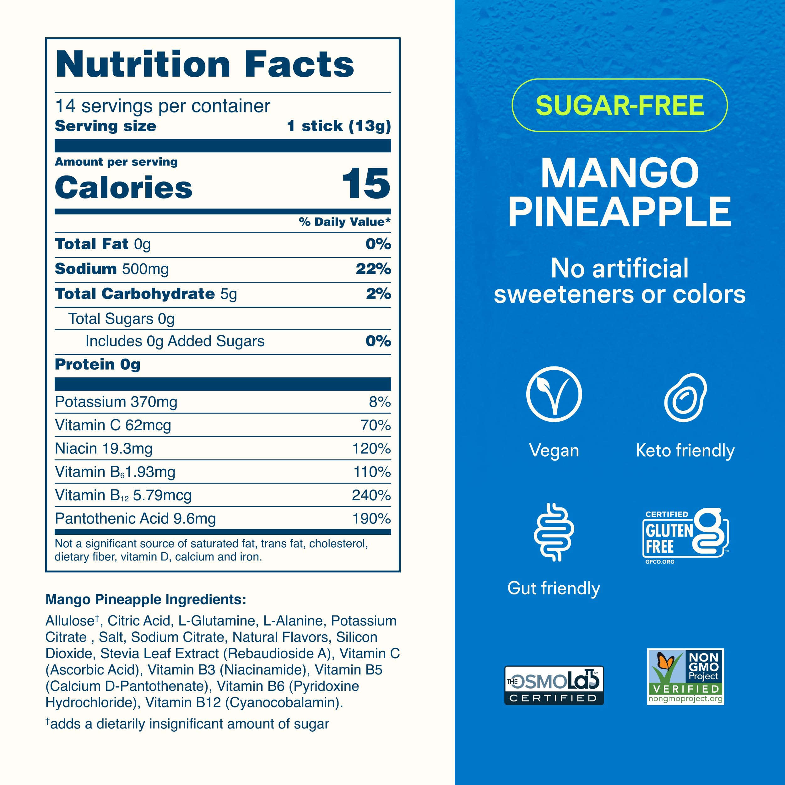 Liquid I.V. nutrition label detail displaying electrolytes and vitamins