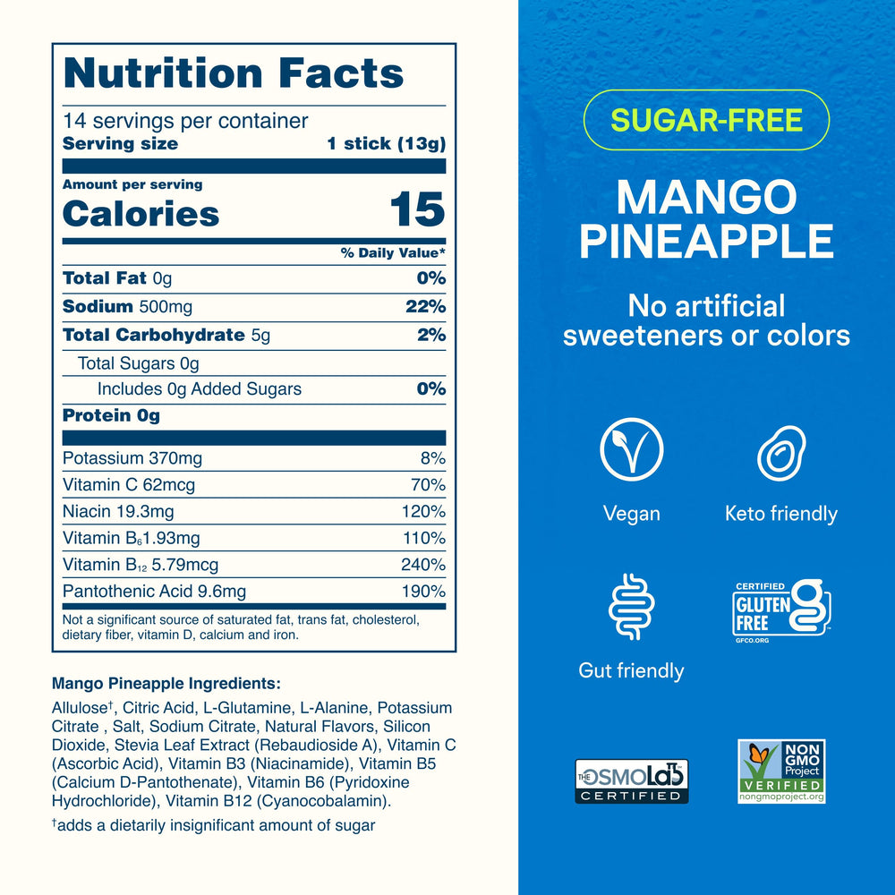 Liquid I.V. nutrition label detail displaying electrolytes and vitamins