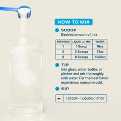 Scoop measuring powder from Liquid I.V. tub for precise serving control and customization
