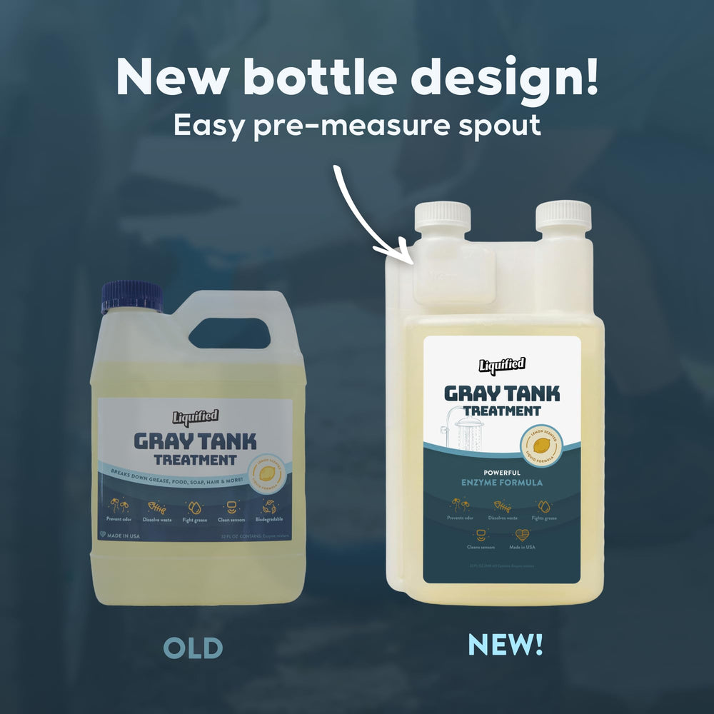 Liquified RV Toilet Treatment being poured into RV toilet for easier dumping