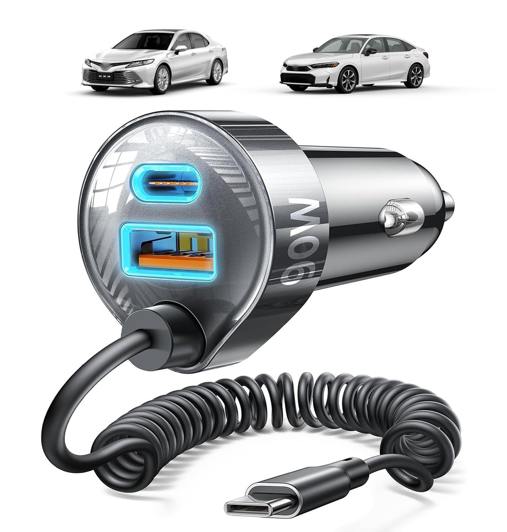 LISEN front view plugged into car socket showing compact, stable power
