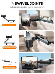 LISEN side angle mounted on headrest demonstrating adjustable viewing benefit