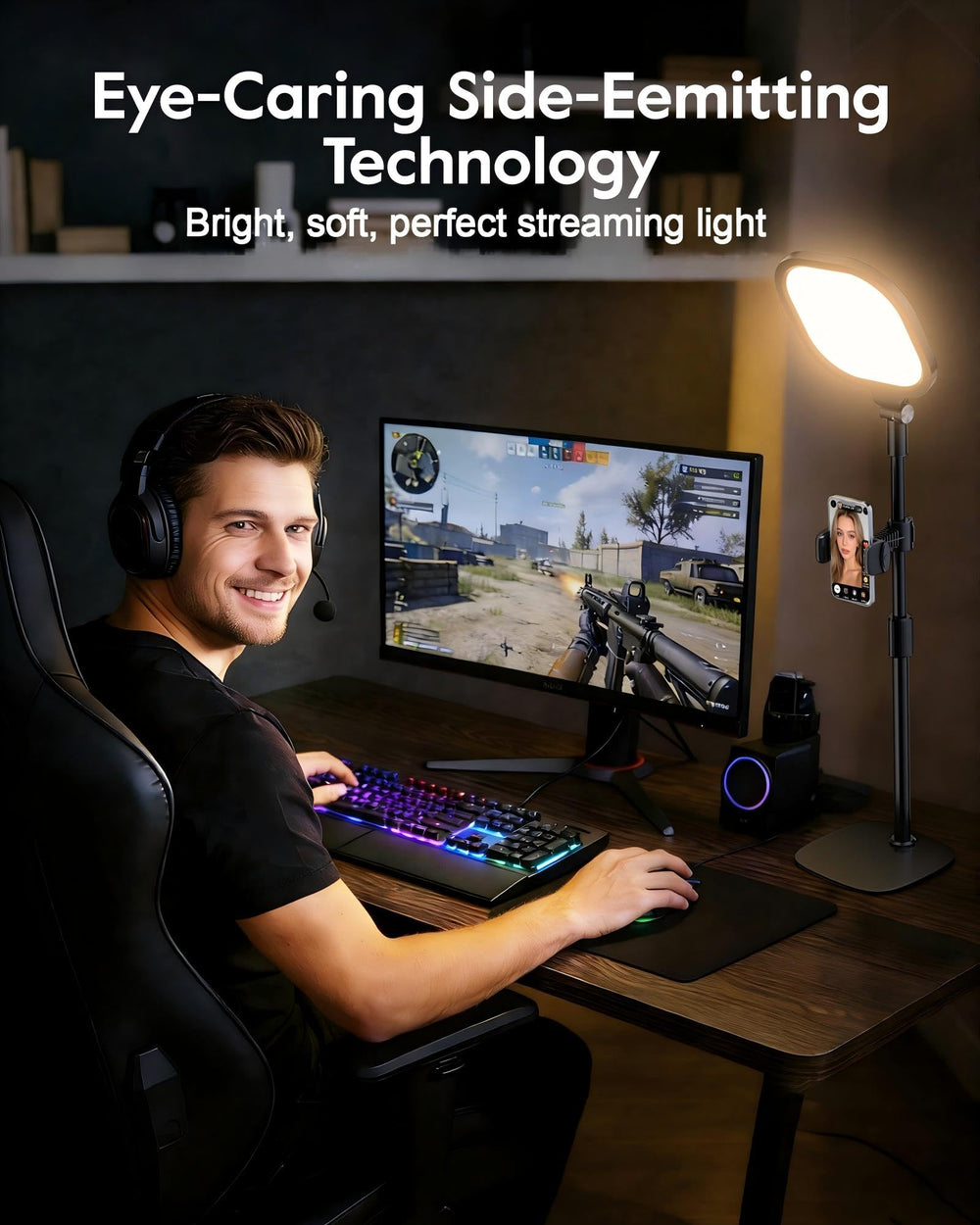 LitONES adjustable stand extended to show posture-friendly height
